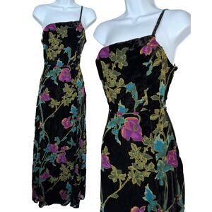 Lulus Black Floral Velvet One Shoulder Dress Maxi Dress Womens Small Formal Prom